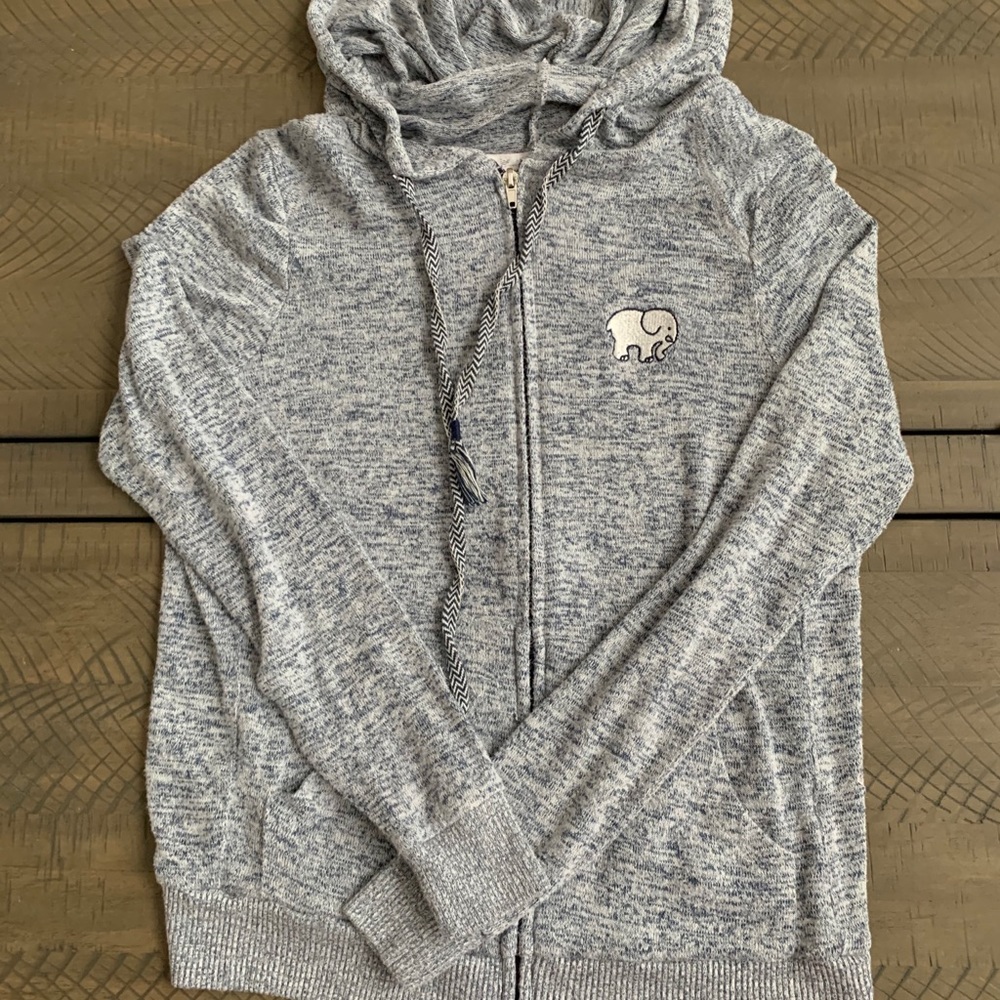 Heather Grey Ella Print Zip up hoodie